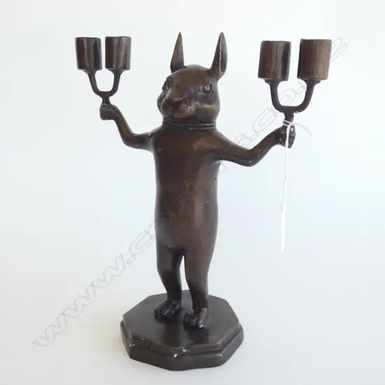 BRONZE BUNNY CANDLE HOLDER H.280mm