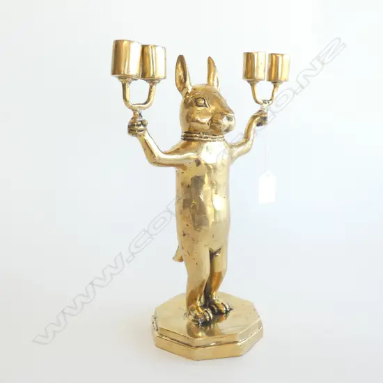 RABBIT BRASS CANDLE HOLDER H.290mm