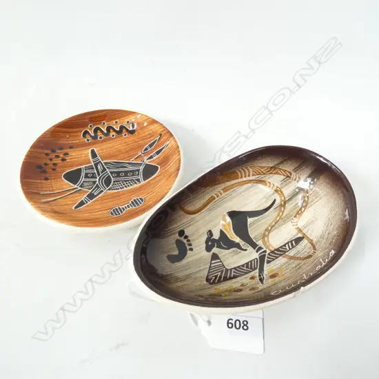 2 MARTIN BOYD STYLE DISHES; 1 LITTLE SYDNEY POTTERY AF w. RIM CHIP