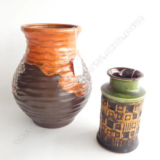 2 RETRO GERMAN VASES; H.205 & 140mm