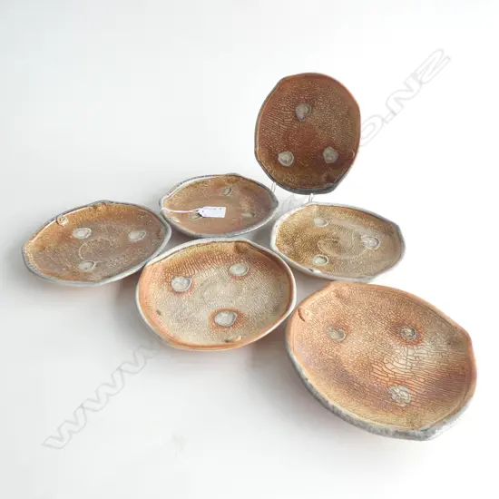 SET 6 DUNCAN SHEARER POTTERY DISHES SALT GLAZED 1 A.F
