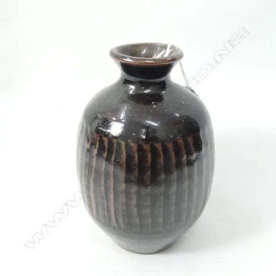 MIREK SMISEK POTTERY BOTTLE VASE w TENMOKU GLAZE...