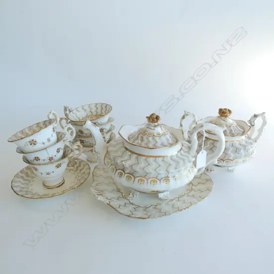 11 PCE EARLY VICT HAND PAINTED PART TEA  SERVICE AF...