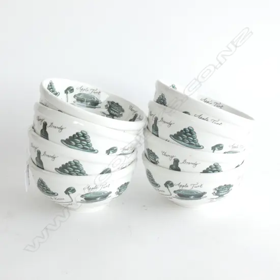 8 PORTMEIRION BOWLS 'THE VICTORIAN COOKS COLLECTION' - DIA 140MM