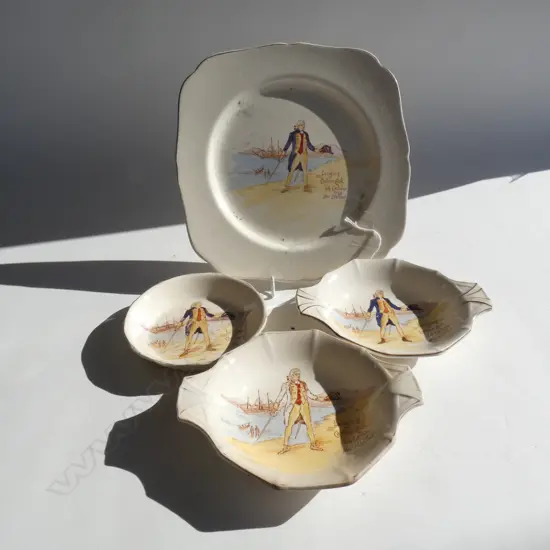 4 TUNSTALL "LANDING OF CAPTAIN COOK.." CHINA PIECES 