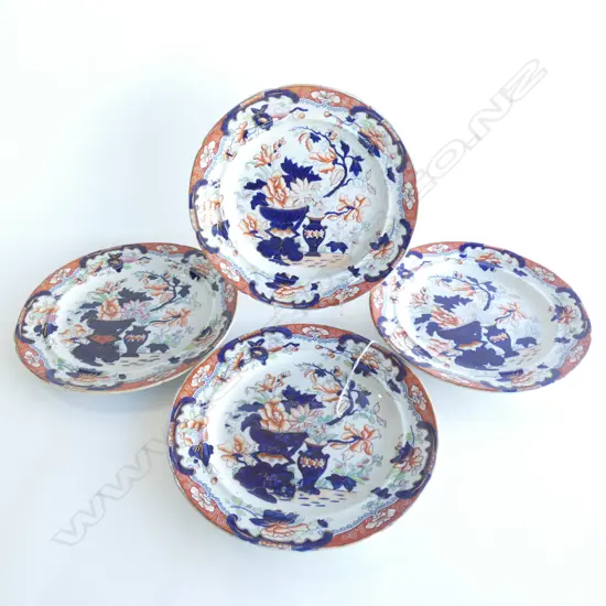 4 TONQUIN VICTORIAN IRONSTONE PLATES 1 A/F DIA. 245MM