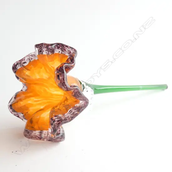LARGE NZ ART GLASS ORANGE FLOWER L 305MM