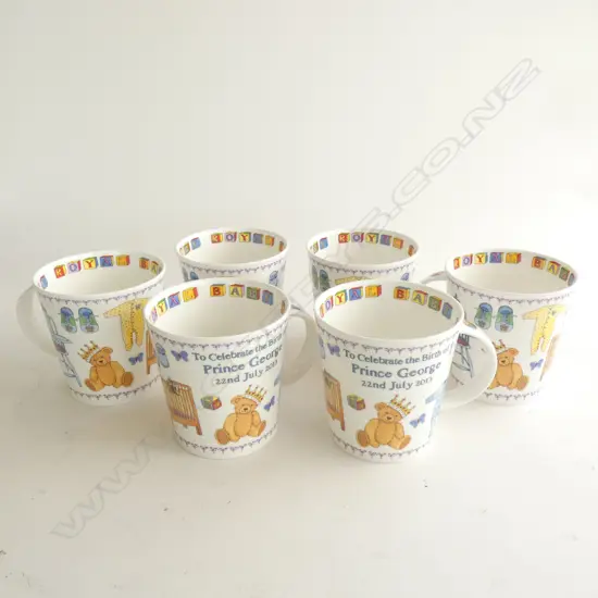 SET 6 BOXED DUNOON MUGS TO CELEBRATE BIRTH PRINCE GEORGE 2013 H. 105MM