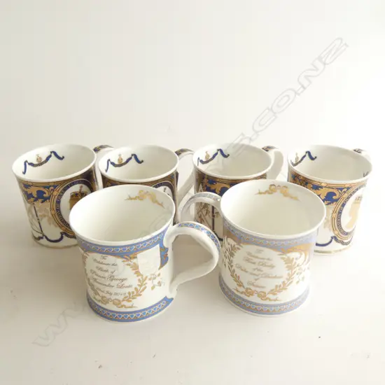 BOXED SET OF 6 DUNOON QUEEN ELIZABETH 60TH CORONATION ANNIVERSARY MUGS H. 280MM