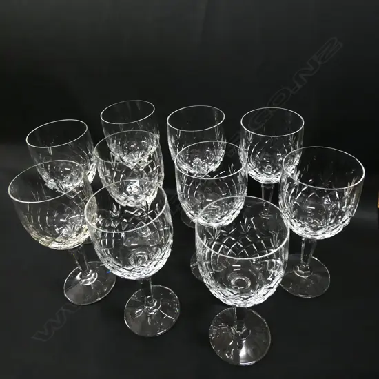 10 LARGE CRYSTAL WINE GLASSES H.180mm