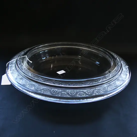 LARGE LALIQUE DISH AF CHIPS 345mm dia