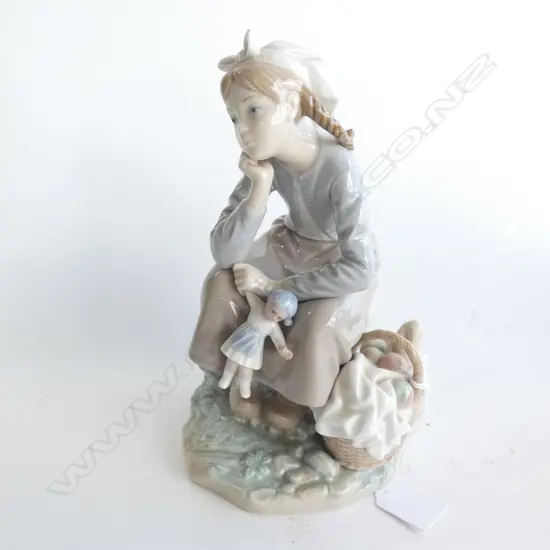 LLADRO FIGURINE GIRL w. DOLL & BASKET H.225mm