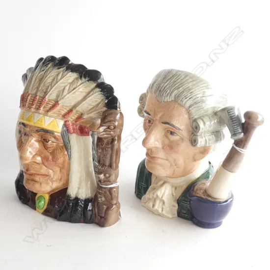 2 R/DOULTON CHARACTER JUGS; NORTH AMERICAN INDIAN & 'APOTHECARY' H.180mm