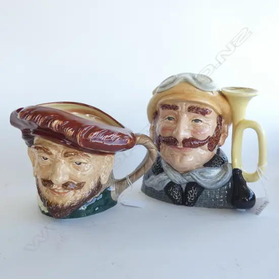 2 LARGE R/DOULTON CHARACTER JUGS; VETERAN MOTORIST & DRAKE H.190mm