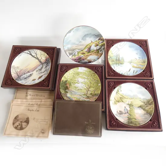5 ROYAL DOULTON 'AT PEACE WITH NATURE' PLATES DIA. 210MM - 4 HAVE BOXES