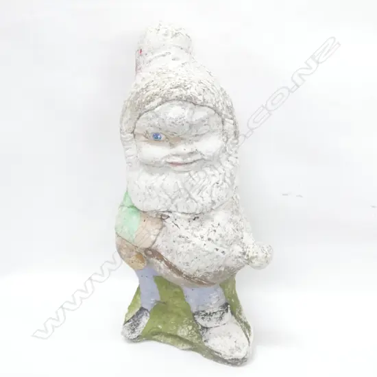 VINTAGE CONCRETE GARDEN GNOME H. 450MM (WEAR TO PAINT)