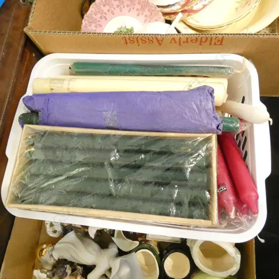 BASKET OF LG  QUANTITY NEW CANDLES - VARIOUS SIZES & COLOURS