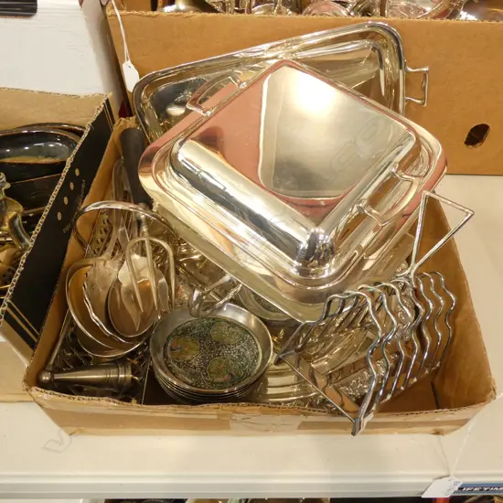 BOX LOT ASST. EPNS, CUTLERY ETC