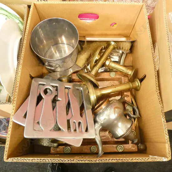 BOX ASST COPPER / SILVER PLATE & BRASS 