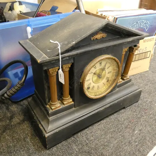 VINTAGE BLACK MANTLE CLOCK W.400mm