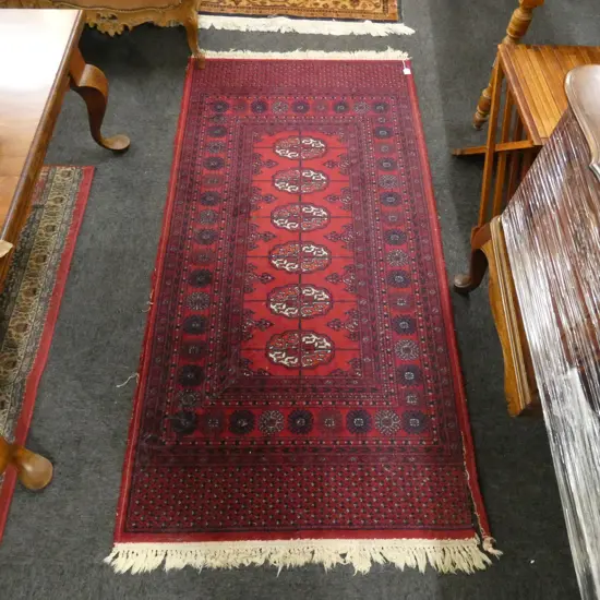 RED HAND WOVEN WOOL PILE RUG AF