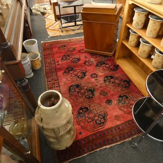 SEMI ANTIQUE AFGHAN ALL WOOL RUG H/KNOTTED 2302X1530mm