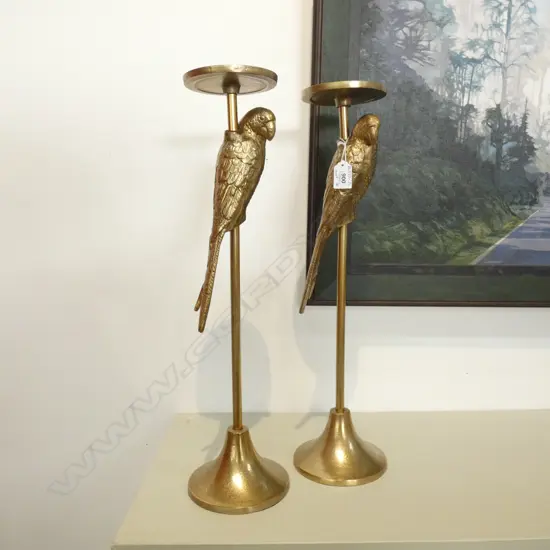 PR LARGE BRONZED PARROT CANDLESTICK