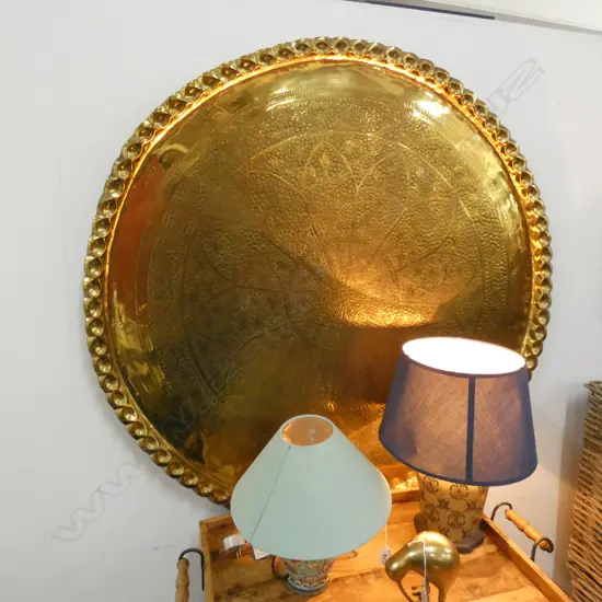 VERY LARGE INDIAN CIRCULAR BRASS TRAY 1130mm dia