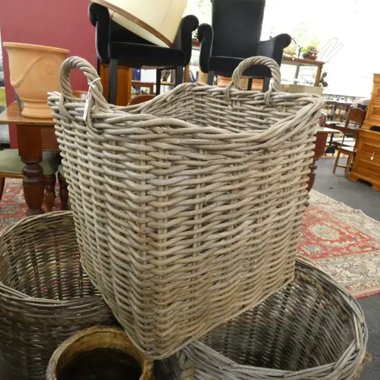 LARGE SQUARE WOVEN PLANTATION BASKET H.590mm