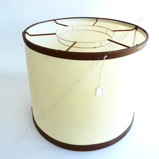 LARGE LAMP SHADE BROWN LEATHER TRIM Dia  600mm