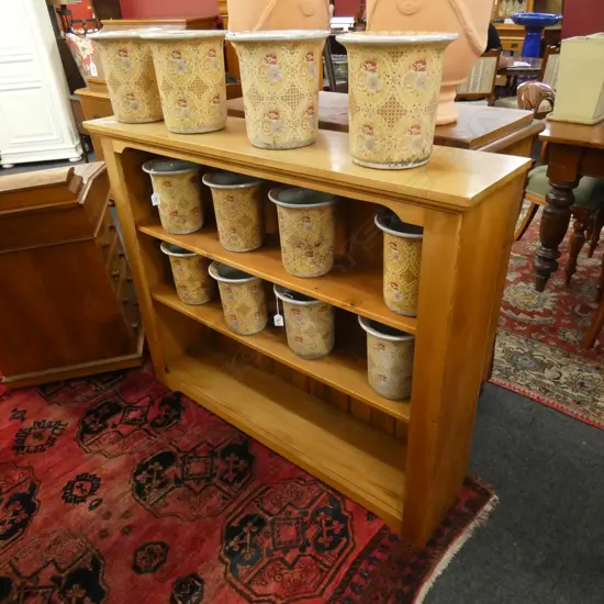 PALE WOODEN BOOKCASE W.1240mm D.290mm H.1000mm