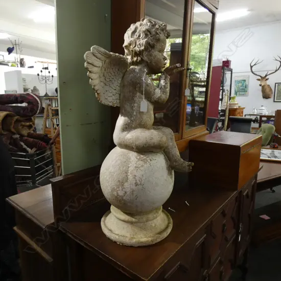 RESIN GARDEN CHERUB ORNAMENT H.750mm