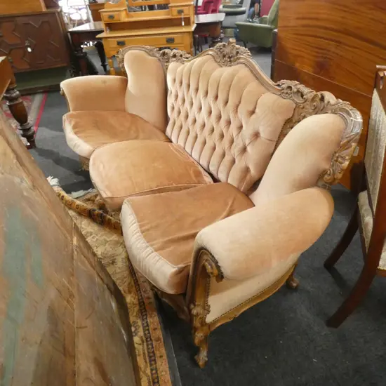 ITALIAN CHERRY WOOD VICTORIAN STYLE SOFA W.2020mm