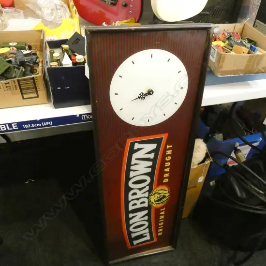 FRAMED LION BROWN CLOCK 295x925mm