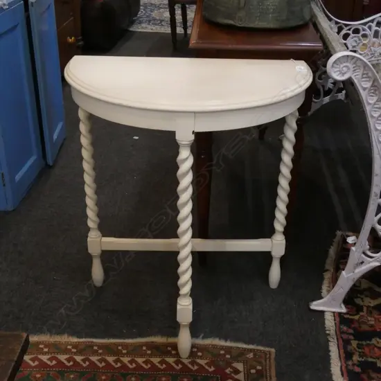 WHITE PANTED HALL STAND WITH BARLEY TWIST LEGS L 600MM