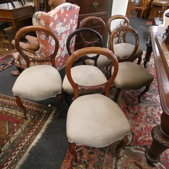 6 VICTORIAN BALLOON BACK CHAIRS...