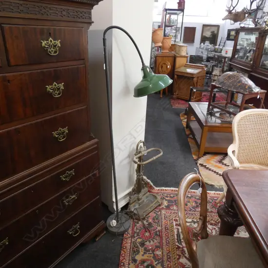 INDUSTRIAL STANDARD LAMP GREEN SHADE H.1500mm