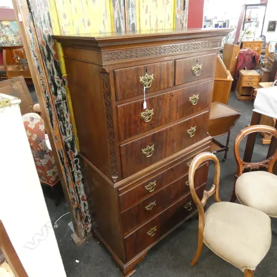 EARLY 20thC GEORGIAN STYLE CHEST ON CHEST...