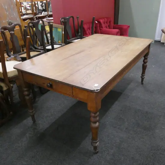 COLONIAL KAURI KITCHEN TABLE OLD BORER...