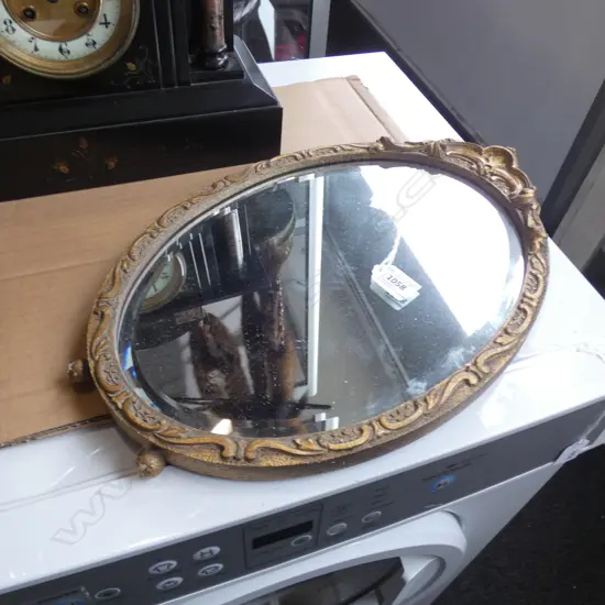 VINTAGE BEVELLED OVAL GILT MIRROR H.420mm