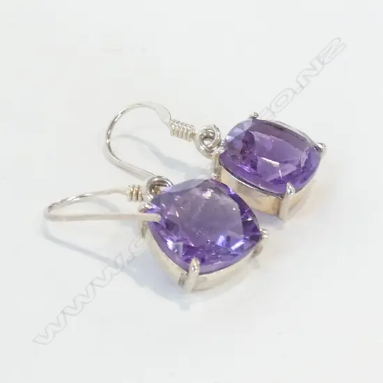 PURPLE AMETHYST & 925 SILVER EARRINGS