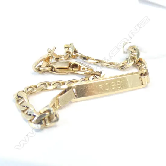 14C ITALIAN GOLD IDENTITY BRACELET - LIZA/ROSS 3.2 gms