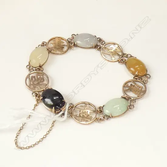 ORIENTAL 14K GOLD & MIXED STONE BRACELET 