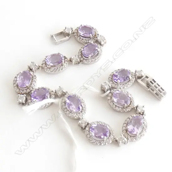 PINK AMETHYST?, CZ & 925 SILVER BRACELET