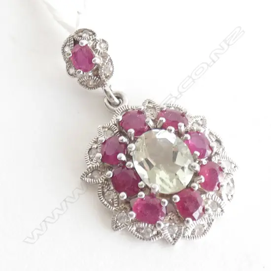RUBY, CZ & 925 SILVER PENDANT