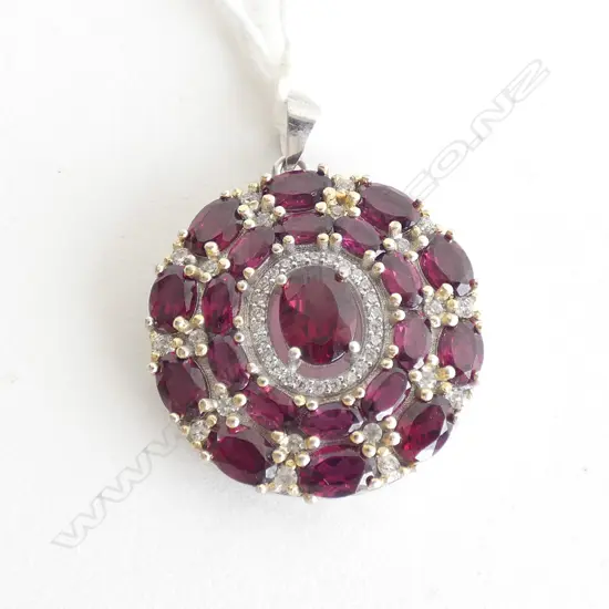 RED GARNET?, CZ & 925 SILVER PENDANT