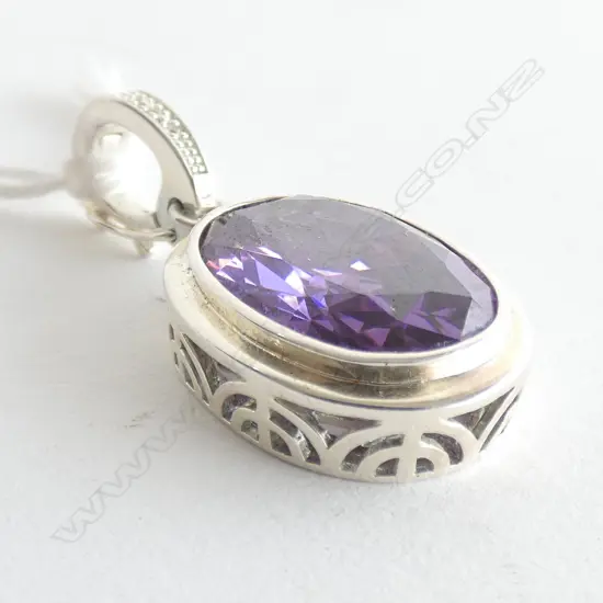 PURPLE AMETHYST? & 925 SILVER PENDANT / ENHANCER 