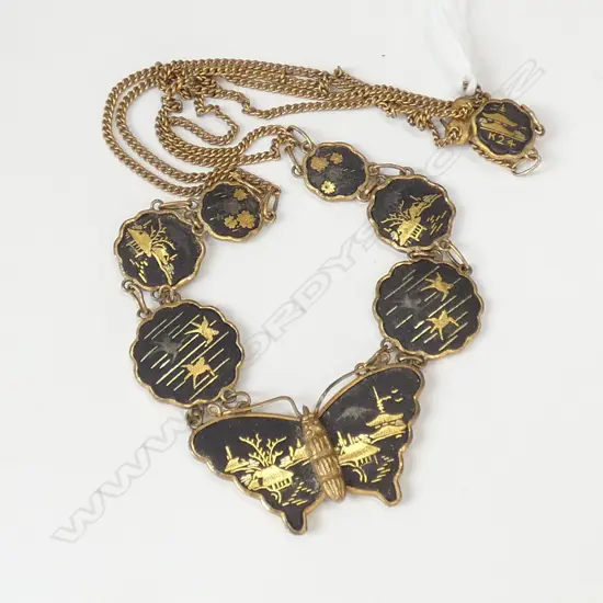 JAPANESE DAMASCENE BUTTERFLY NECKLACE 