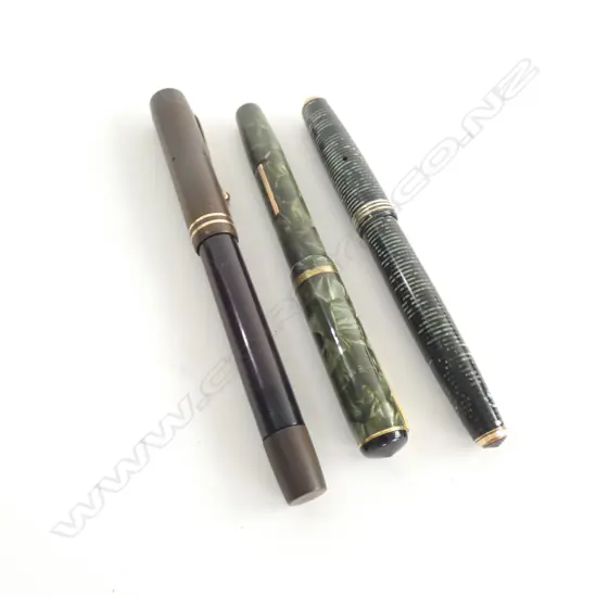 3 OLD FOUNTAIN PENS; BURNHAM / ONOTO ETC.
