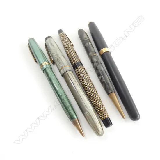 5 OLD PENS INCL PARKER / RAYEX & BURNHAM